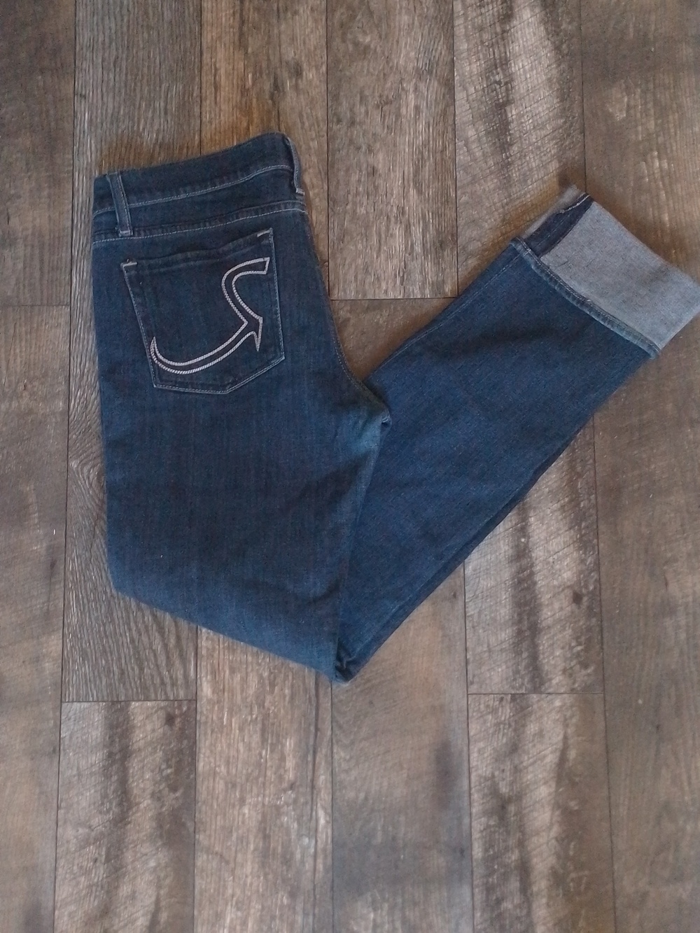 Rock & Republic Straight Leg Dark Blue Indigo Denim Jeans R&R
